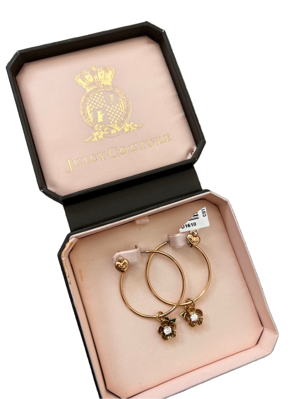 RARE ⭐️ Brand New Juicy Couture Gold Hoop Earrings with Flower Charms